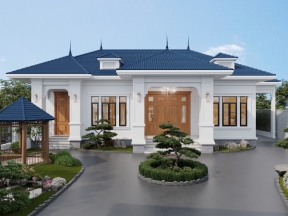 Hồ sơ thiết kế nhà 1 tầng mái nhật 18x19.2m