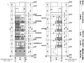 Hồ sơ thiết kế nhà phố 5 tầng, 1 tum kích thước đất 3.8x20.2m