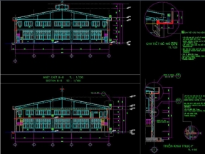 Hồ sơ thiết kế nhà xưởng 1 tầng kích thước 30×120m (file kiến trúc)