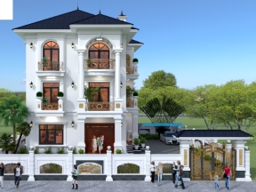 Kiến trúc biệt thự 3 tầng tân cổ điển 14.7x11.6m