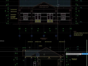 Kiến trúc, kết cấu, điện nước, kinh phí nhà văn hóa 120 chỗ diện tích 15x7m