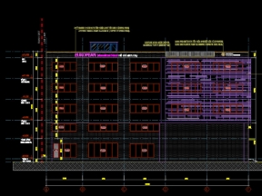 Kiến trúc, kết cấu, dự toán trường họa quốc tế 5 tầng 1 hầm 16x32.6m