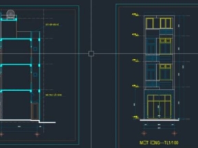 Kiến trúc, kết cấu, mep nhà ở 3 tầng 1 tum 3.9x12.35m