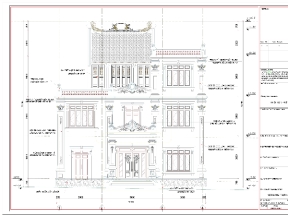 Kiến trúc mẫu Biệt thự 2 tầng kt 12.3x12.8m