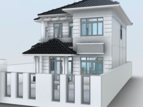 Kiến trúc nhà biệt thự 2 tầng mái nhật 10.5x12m