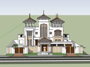 Lâu đài 3 tầng 26x23m model sketchup