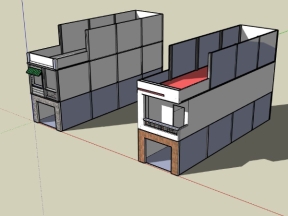 Mẫu .skp 2 phương án bản vẽ mẫu nhà phố 3 tầng 4.4x16.8m