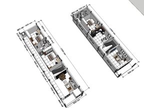 Mẫu .skp nội thất chung cư phố 2 tầng 5x20m