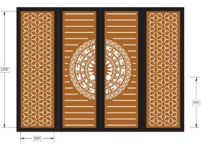 Mẫu bản vẽ cổng trống đồng 4 cánh cnc