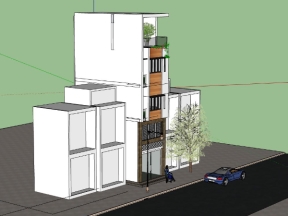 Mẫu bản vẽ mẫu nhà phố 4 tầng kích thước xây dựng 4x8.7m