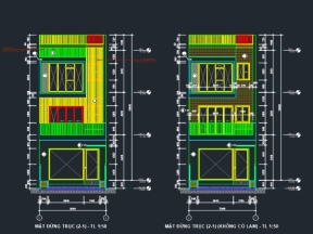 Mẫu bản vẽ nhà liền kề 3 tầng 1 tum 5x20m