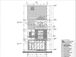 Mẫu bản vẽ nhà ở phố mái thái 2 tầng 6.5x225m