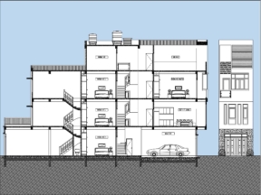 Mẫu bản vẽ nhà phố đẹp thiết kế hiện đại 4 tầng mặt tiền 4x20m