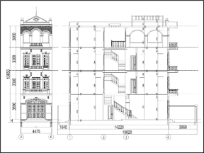 Mẫu bản vẽ thiết kế cấp phép kiến trúc nhà phố 3 tầng 1 tum 4.5x14m 
