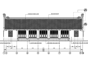 Mẫu bản vẽ thiết kế kiến trúc nhà cổ đền cổ gỗ lim 5 gian 2 chái 7.2x20m