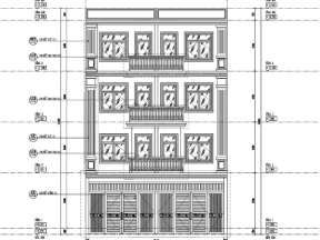 Mẫu bản vẽ thiết kế nhà ở đẹp kết hợp kinh doanh 4 tầng tân cổ điển 10x13m