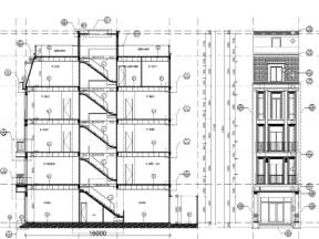 Mẫu bản vẽ thiết kế nhà phố 5 tầng tân cổ điển kích thước 5x16m mặt tiền