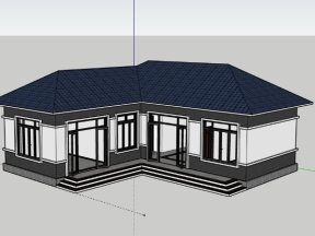 Mẫu biệt thự 1 tầng 12x13m dựng model sketchup