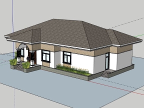 Mẫu biệt thự 1 tầng 19x11m file sketchup đẹp