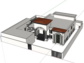 Mẫu biệt thự 1 tầng 24x17m file sketchup