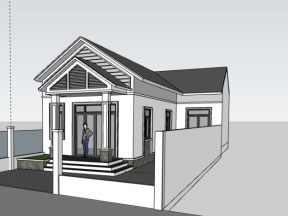 Mẫu biệt thự 1 tầng 7.7x20m file sketchup