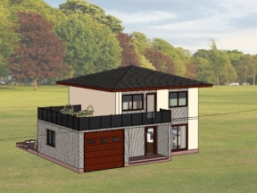 Mẫu biệt thự 2 tầng 11.8x7.9m model sketchup