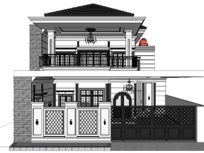 Mẫu biệt thự 2 tầng 13x15m file sketchup