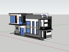 Mẫu biệt thự 2 tầng 14x4m file sketchup