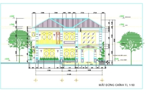 Mẫu biệt thự 2 tầng 15.5x7m  bản vẽ cad