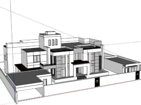 Mẫu biệt thự 2 tầng 23x14m model sketchup đẹp