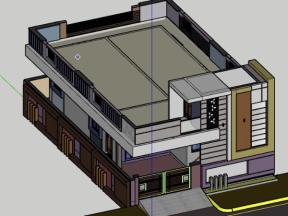 Mẫu biệt thự 2 tầng 9.6x13m model sketchup