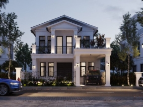 Mẫu biệt thự 2 tầng tân cổ điển 3d