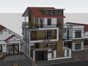 Mẫu biệt thự 3 tầng 10.5x11.7m file sketchup