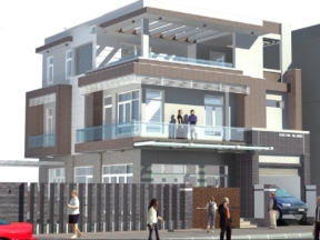 Mẫu biệt thự 3 tầng 10x15m model cad