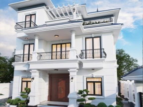 Mẫu biệt thự 3 tầng mái nhật 12.63x10.77m