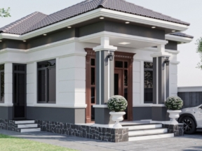 Mẫu biệt thự cấp 4 mái nhật 3 phòng ngủ 8x13m