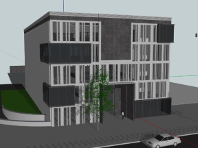 Mẫu chung cư trụ sở tòa nhà 5 tầng 24x61m model sketchup