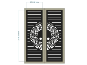 Mẫu cnc cổng 2 cánh mẫu họa tiết lá 