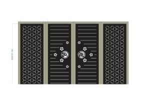 Mẫu cnc cổng 4 cánh tài lộc hoa đẹp