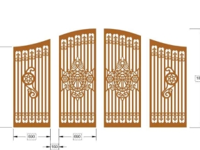 Mẫu cnc cổng 4 cánh vòm cong file cad đẹp chuẩn