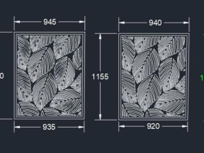Mẫu cnc giếng trời lá 3 kích thước xây dựng đẹp