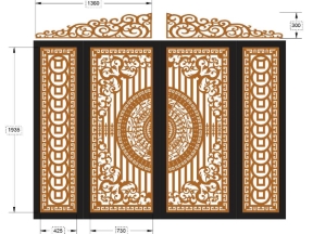 Mẫu cnc mẫu cổng 4 cánh đồng tiền có vòm