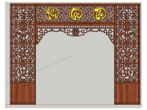 Mẫu cnc tùng cúc trúc mai phòng thờ, model dxf+sketchup