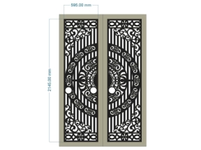 Mẫu cổng 2 cánh cnc hoa văn tròn