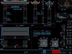 Mẫu cổng làng mới nhất bản vẽ cad