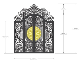 Mẫu cổng vòm 4 cánh mẫu họa tiết lá tây kiểu mới