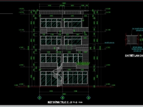 Mẫu file cad mẫu biệt thự 4 tầng 10x20m gồm kiến trúc, kết cấu, điện, nước
