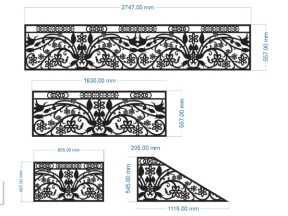 Mẫu lan can 4 kích thước xây dựng dxf