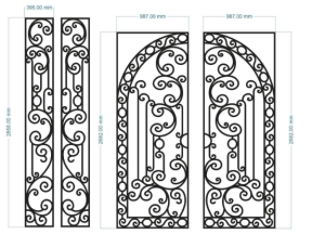 Mẫu mẫu cửa sắt cổng 2 cánh hoa văn smt 368