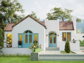 Mẫu nhà cấp 4 có hồ bơi 3dmax